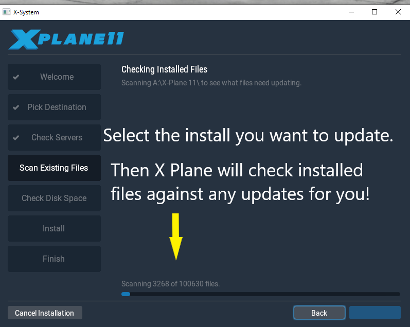 X Plane 11 Update Screen 2 Check Files