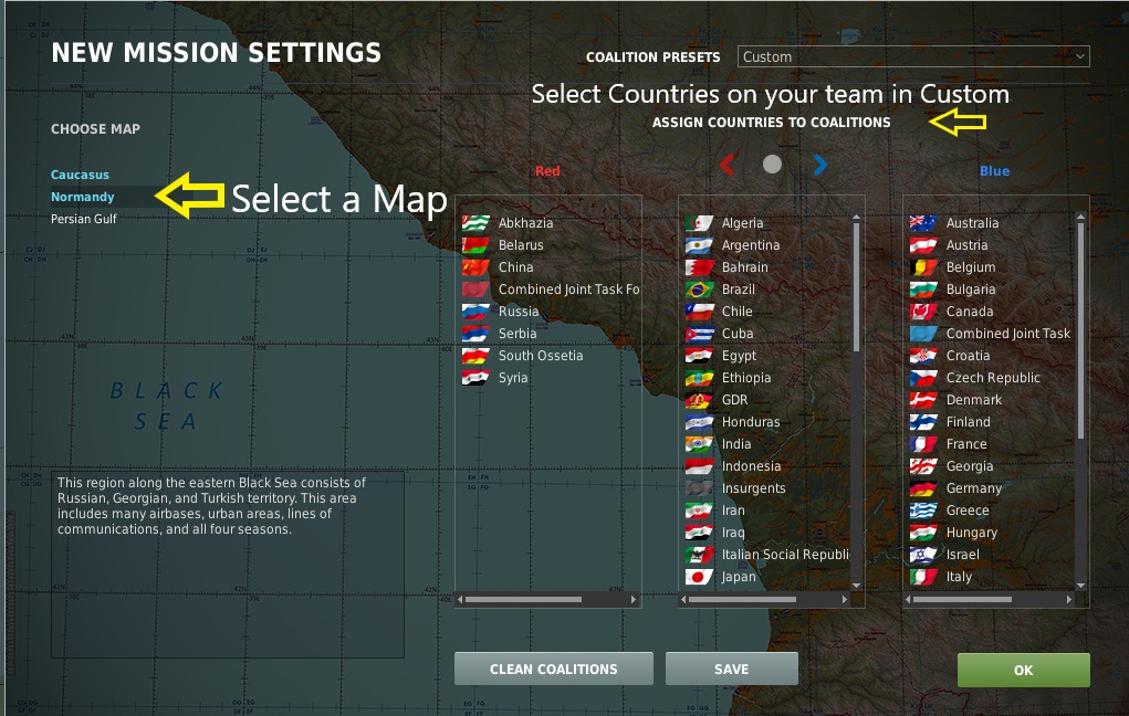 DCS Mission Editor Select Map and Allies
