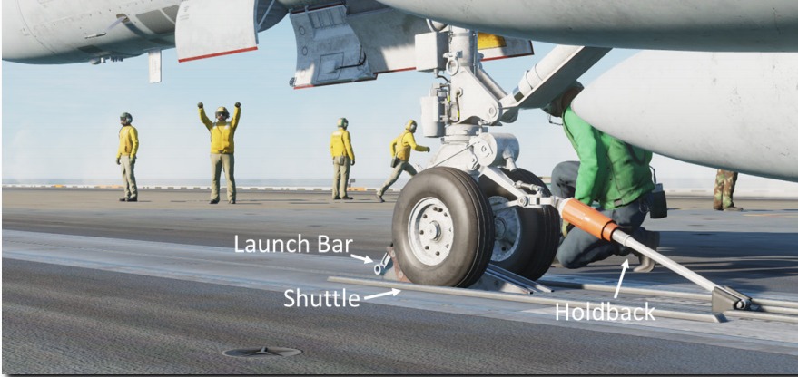 Launch Bar and Holdback Bar in Place - Eagle Dynamics Super Carrier Manual