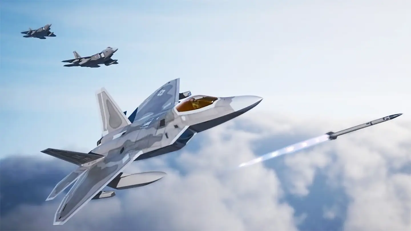 F-22 Raptor Launching Aim 120 Wallpaper