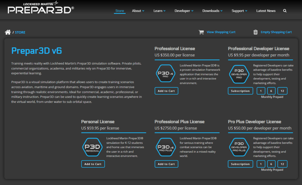 Prepar3D v6 Purchase options