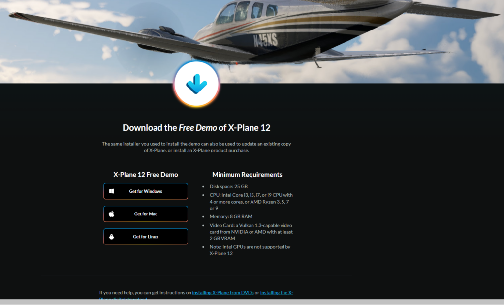 X Plane 12 Download page