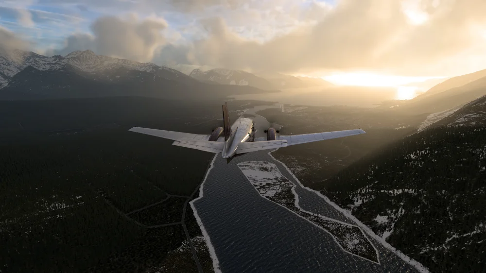 X Plane 12 Twin engine Sunset