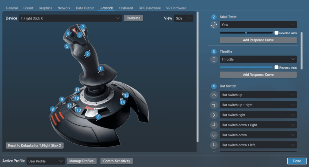 X Plane joystick setup