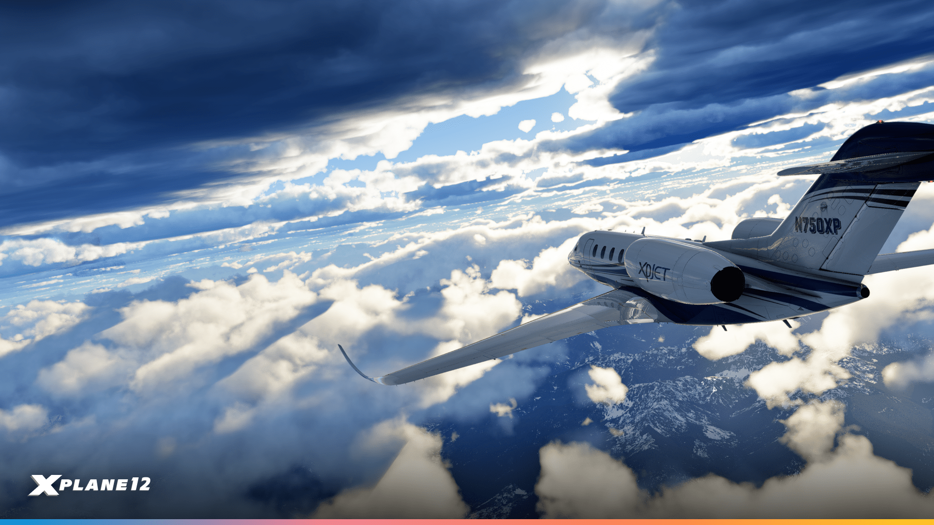 X Plane 12.2 JEt between cloud layers