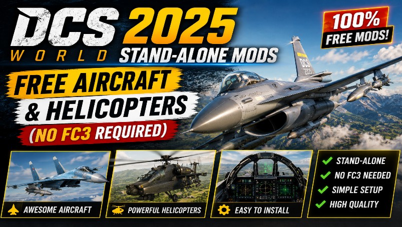 DCS World 2025 Stand-Alone Mods – Free Aircraft & Helicopters (No FC3 Required)