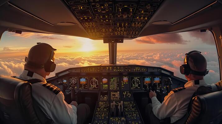 Pilots in Sunset cockpit