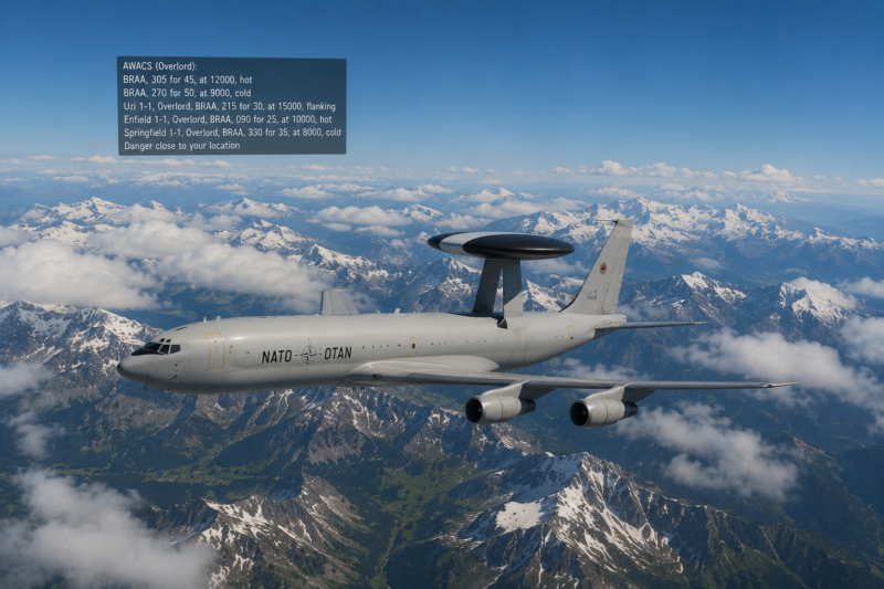 AWACS OVER MOUNTAINS with Communication MENU