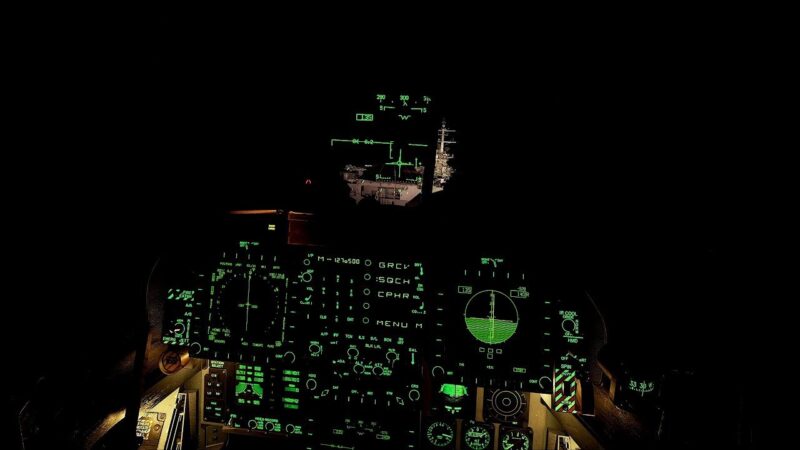 F 18 Cockpit Night Landing