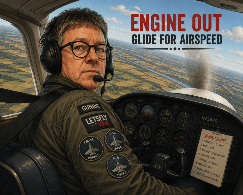 Gunnie Brendon Flame out Pilot view